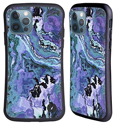 Head Case Designs Offiziell Offizielle Haroulita Indigo Violett Marmor 2 Hybride Handyhülle Hülle Huelle kompatibel mit Apple iPhone 12 / iPhone 12 Pro