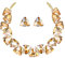 Clearine Art Deco Sparkly Statement Halskette Ohrringe Set Dreieck Schmuckset für Damen, Champagne Gold-Tone