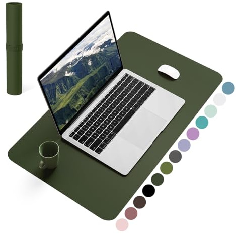 YSAGi Schreibtischunterlage, Premium PU Leder Mauspad, Dunkelgrün, 60x35cm | Rutschfeste Schreibtisch Unterlage, Tischunterlage, Multifunktionales Mousepad Schreibtisch Organizer für Büro & Homeoffice