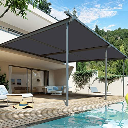 AMZHU Sonnensegel Schattentuch 4x5.5 Wasserdicht Rechteckig Schwimmbäder Party Pergola 98% UV Schutz Leinen 100% Reißfestes inkl Befestigungsseile, Dunkelgrau, 21944