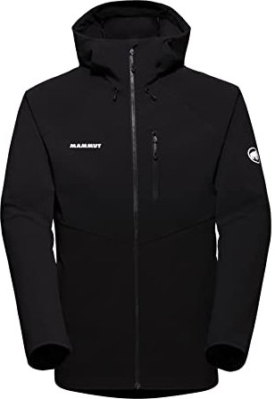 Mammut Ultimate Comfort SO Hooded Jacket Men | Outdoor Jacke für Herren, Softshelljacke mit Kapuze, Funktionsjacke, Wasserabweisende Wanderjacke, Windjacke, Allwetterjacke | Black, 3XL