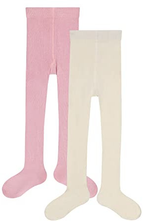 Camano Unisex Kinder Online Children Organic Cotton Ca-soft Tights 2er Pack Socken, silver rose +offwhite, 110 EU