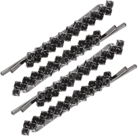 SOLUSTRE 1 Satz 2 Paar Haarnadel Aus Kristall Haarspange Schwarz Glitzer Schwarze Glitzernde Haarspangen Diamant-haarnadel Flower Bobby Pin Legierung Mädchen Doppelreihe Seitenclip
