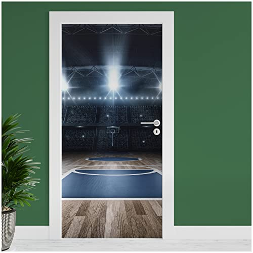 Finest Folia Türfolie 90x200 cm Türtapete Türposter Folie für Tür Wohnzimmer Kinderzimmer Küche Türaufkleber Bad Aufkleber selbstklebend TF03 (03 Basketballarena)