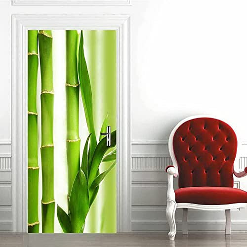 Autocollant 3D De Décoration Pour Porte Poster De Portes Bambou Vert Zen Zen 90 X 200 Cm, Papier Peint, Impression Photographique, Idéal Pour Intérieur Door - Photos De Porte - Peintures Murales De