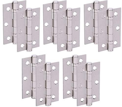 HANDLEZONE® Door Hinges 5 Pairs 76mm / 3 inch Ball Bearing, with Screws - Satin Nickel