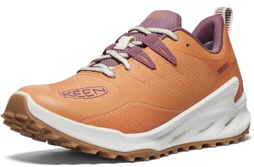 KEEN Women's Zionic Low Height Waterproof All Terrain Hiking Shoes, Tangerine/Star White, 40.5 EU