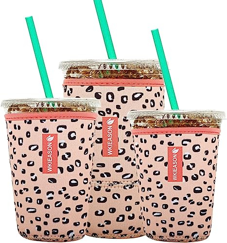 WK IEASON Wiederverwendbare Eiskaffee-Isolierhülle für kalte Getränke und Neopren-Kaffeebecherhüllen Kühlerabdeckung 16-32OZ für Kaffeebecher, McDonalds, Dunkin Donuts, More