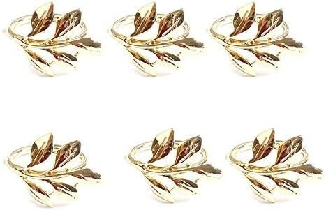 Serviettenringe, 6 Stück, Blätter, Serviettenringe, Armreif, Metall, Serviettenhalter, Hochzeitsgeschenke, Taufe, Party, A