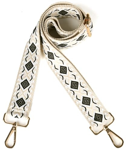 Hibate Taschengurt 3.8cm Breit Taschengurte zum Wechseln Taschenband Schulterriemen Schultergurt für Taschen Trageriemen Taschenriemen Handtaschen Gurt - Cream/Schwarz