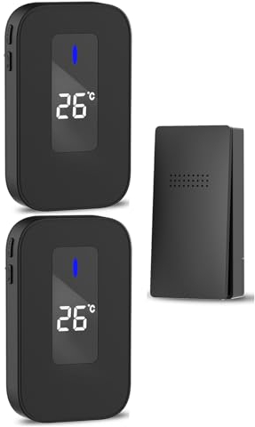 Funkklingel Türklingel, HommyFine Batterielose Haustür Klingel kabellos, 38 Klingeltöne, 4 Lautstärkestufen, Hausklingel außen Funk Türklingel Set (2 Empfänger + 1 Sender)