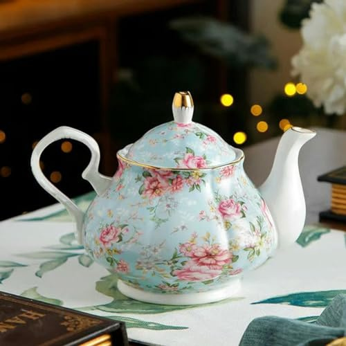 SOREZE Teiera Inglese Britannica da 400 ml con Base riscaldante in Porcellana, Set di teiere con fornello in Ceramica