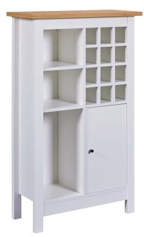 Inter Link - Armario para Vino - Armario de Cocina - Armario aparador - para 12 Botellas - 3 estantes Abiertos - 1 Puerta -Julina - Roble Artesanal - Blanco