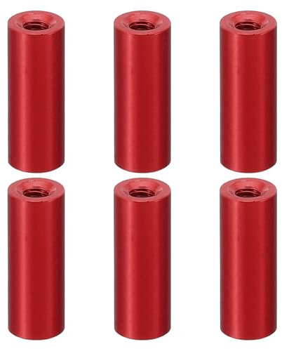 PATIKIL 12Pcs Separadores de Aluminio M3 Separador Metálico de Aluminio 3mm ID x 6mm OD x 18mm L Roscado para Coches RC Drones Placas Madre Rojo