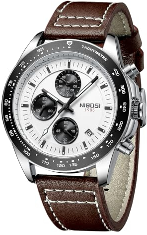 NIBOSI Herrenuhren Analogue Quartz Armbanduhr für männer Braun Herrenuhr Fashion Business wasserdichter Chronographen mit Edelstahl Lederarmband