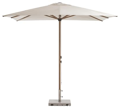 Dehner Sonnenschirm Santorini, Schirm mit Seilzug in Holzoptik, Ø 350 cm, Höhe 235 cm, Aluminium/Acryl, braun/beige