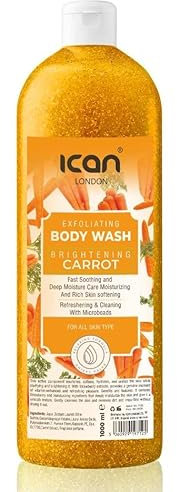 Ican London Carrot Brightening Exfoliating Body Wash, 1000ml