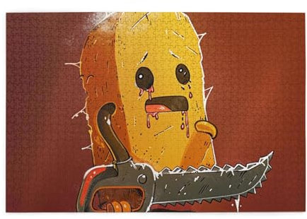 Cute Crying Chainsaw Printed Picture Personalized Wooden Puzzle 1000 Piece,Interesting Jigsaw Puzzles for Adults and Families Kids, Landscape Animal Puzzle