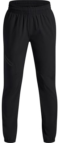 Under Armour Unstoppable Gewebte Jogginghose, Wasserabweisende Sporthose mit UA Storm Technologie, komfortable Jungen Jogginghose aus 4-Wege-Stretchstoff,Black / / Black,YXS