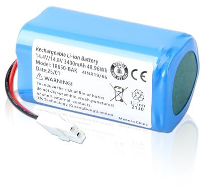 Batteria Agli ioni di Litio da 14,8 V e 3400 mAh, Sostitutiva per Aspirapolvere robot ILIFE A4, A4s, A4s Pro, A6, A7, A9, A10, V7, V7s, V7s Plus, W400, W400s, W450, X620, Y8H4