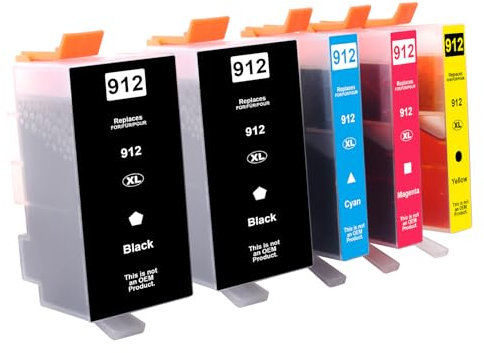 5X 912 XL 912XL Patronen Value Pack Kompatibel für HP 912 Druckerpatronen patronen für HP OfficeJet 8010 8012 8013 8014 8015 8017 OfficeJet Pro 8020 8021 8022 8023 8024 8025,Nicht verfügbar für HP+e