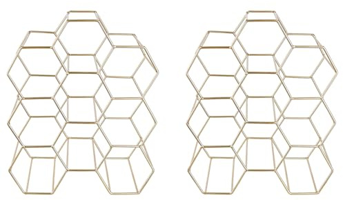BUTLERS 2er-Set Weinregale 36x30 cm Eisen - Cubicle - | Farbe Gold - lackierte Struktur mit hoher Stabilität - kubische Form für je 9 Flaschen - Flaschenständer für Bar & Küche