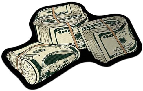 Jeorywoet 31,5 x 20 Zoll 100 Dollar Bill Teppich, Kristall-Samtgeld-Teppich mit Nicht rutschem Boden, einzigartigem und kreativem unregelmäßigem Teppich für Wohnzimmer
