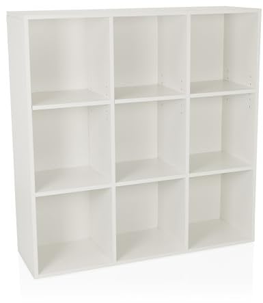 hjh LIVING Regal mit 9 Fächern, offen BJORKE 97,5x30x100 cm, Bücherregal mit Rückwand, Würfelregal Raumteiler, Weiß