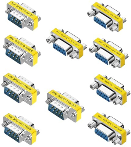 LNHCAW db9 Connector Null Modem Adapter，9-Pin Serial vga Adapter RS232 db9 Gender Changer,for Computer and Industrial Device Data Transfer 5 M/M + 5 F/F(5F-5M (10P))