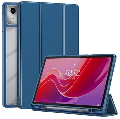 MEFEPLPBZC Funda Plegable for Tableta Lenovo Xiaoxin Pad 2024 Tab M11 de 11 Pulgadas, Carcasa Trasera de acrílico TPU con Soporte for bolígrafo(Dark Blue,For Xiaoxin Pad 2024)
