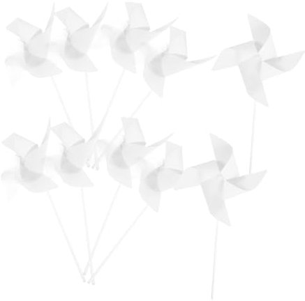 HANABASS 24 Stück Windrad zum Ausmalen bastelzeug Craft kindergardinen spielzeuge Toy Party windräder schmucklos Leere Windräder Kind Windmühle Leere Malerei Windmühle Papier Weiß