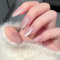Faux Ongles Long MouyouGlow,Amande Rose Unicolore Cat Eye Magnetic Œil de Chat Press on Nails avec Colle à Ongles,Pink Phototherapy Fake Nails