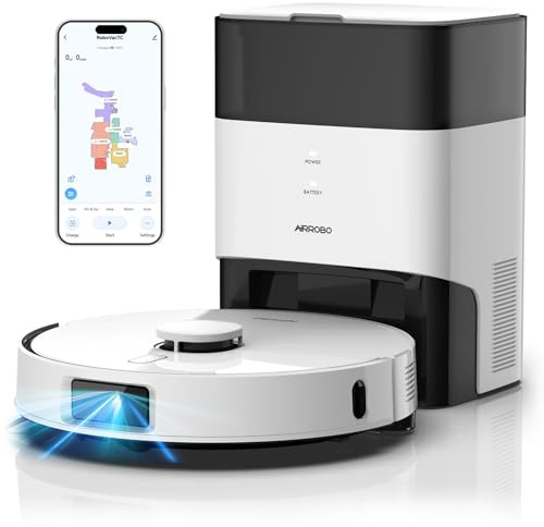 AIRROBO T30+ Saugroboter mit Wischfunktion, Staubsauger Roboter mit Absaugstation, 6000Pa Saugkraft Roboterstaubsauger, 3,5L Staubbeutel, Wischroboter LiDAR Navigation, 240Min Laufzeit, App Steuerung