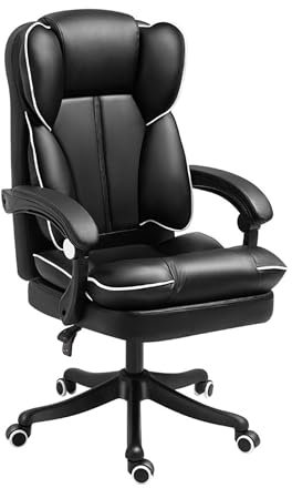 Sedia da scrivania ergonomica in pelle PU girevole a 360° regolabile in altezza schienale inclinabile comoda poltrona per computer per ufficio e gaming