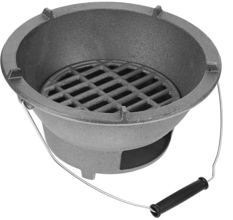 SEWOART Holzkohlegrillofen Aus Gusseisen Tragbarer Grill Für Camping Kleiner Tischgrill Für Outdoor-grillen Grillplatte Für Bbq Mit Holzkohle