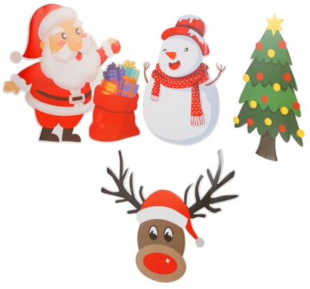Abaodam 4pièces Panneau de Noël Extérieur pour Jardin Cour ou Pelouse Décoratif avec Motif Bonhomme Cerf