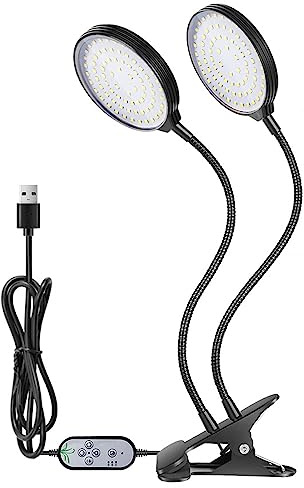 Dioche Luz LED para Cultivo de Plantas de 30 W, Lámpara LED de Espectro Completo para Plantas de Invernadero de Interior con Cuello Flexible, Alimentación USB, Temporizador y Función de Atenuación