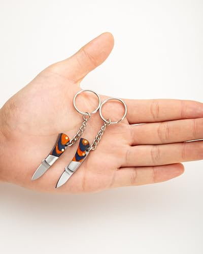 NHDT MN02 2Pcs Mini Coloful Wooden Handle Keychain Knife, EDC Tiny 1.1in Keychain Box Cutter, Ultralight 0.4oz Portable Pocket Knife