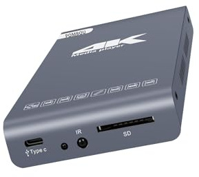 4K Ultra HD Digital Media Player & HDD Enclosure 2-in-1, per USB Type-C Drive/SD Card, Digital Signage, con uscita HDMI/AV
