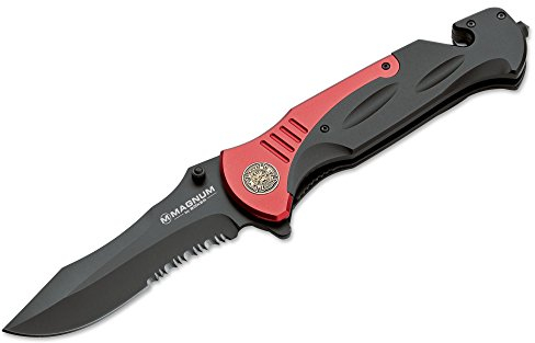 Magnum Fire Chief Taschenmesseraus 440A-Stahl und Aluminium in der Farbe Schwarz-Rot - 27 cm