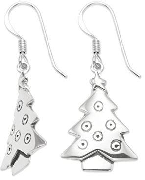 Heather Needham Sterling Silver Christmas Tree Earrings - SIZE: 25mm plus wires. Gift boxed 6164/B41
