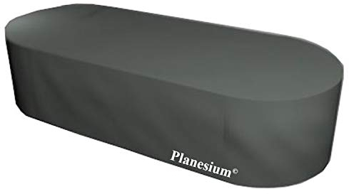Holi Europe PLANESIUM Premium Gartentisch OVAL Gartenmöbel Hülle Abdeckung Schutzhülle Haube Abdeckplane Garnitur wasserdicht atmungsaktiv reißfest 575g/lfm (145cm x 100cm x 70cm, Anthrazit)