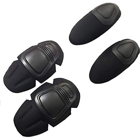 Worldshopping4u, set di equipaggiamento di sicurezza per protezione in combattimento, ginocchiere e gomitiere militari per paintball e softair, colore nero