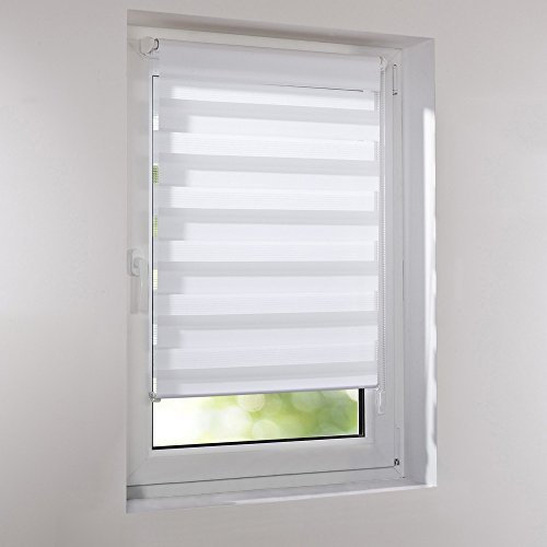 Sonnenschutz-HH - Duo-Rollo Klemmfix Standard mit Montageprofil und inkl. Klemmträger, ohne zu Schrauben und Bohren - Weiß 70 cm x 200 cm (B x L)
