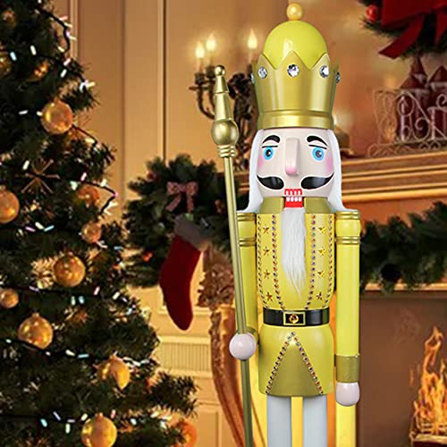 CDL 120cm 48 4Ft Tall Life-Size Large/Giant Yellow Christmas Nutcracker King On Stand Hold Scepter Xmas/Event/Ceremonies/Commercial Indoor Outdoor Decoration(4 Feet, King Yellow K26)