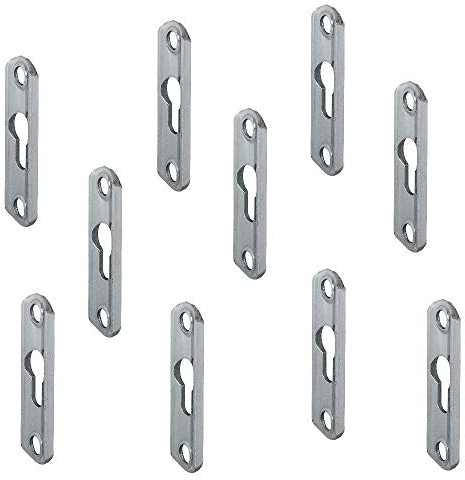 Linsenkopfbeschlag Metall Schrank-Aufhänger aus Stahl | 16 x 42 x 3,5 mm | Linsenkopfplatte versenkt einem mit Langloch | Einhängebeschlag zum Einlassen oder Schrauben | 10 Stück - Möbel-Aufhänger