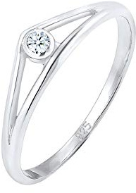 Elli DIAMONDS Ring Damen Verlobungsring Geo mit Diamant (0.03 ct.) in 925 Sterling Silber