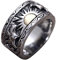 Vintage Breit 925 Sterling Silber Golden Sonne und Adler Ring Punk Bandring Schmuck für Herren Damen 13mm Größe 60