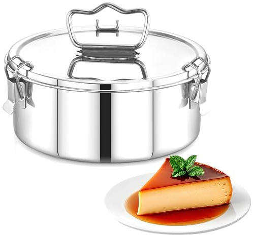 EasyShopForEveryone Edelstahl-Flan-/Pudding-Form – kompatibel mit 6 Qt Instant Pot, Käsekuchenform, einfach zu bedienende Kuchenform zum Backen mit Wasserbad, Größe – 1,8 l