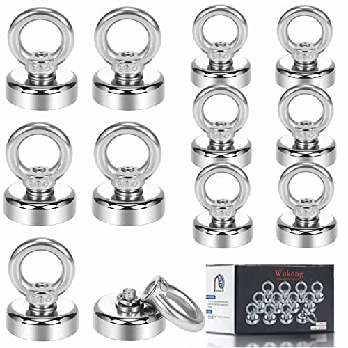 Wukong 12 Pezzi Ganci Magnetici, 25mm Magnete Neodimio Calamite Potenti, 19KG Ganci Magnetici Extra Forti Per Casa, Cucina, Posto Di Lavoro, Ufficio, Garage, Palestra, Armadietti e Molto Altro